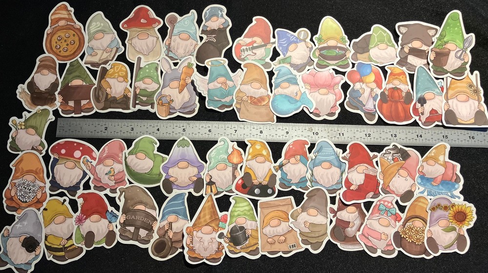 🧚 LOTS OF GNOMES or FAIRIES decals random 10 PIECES per lot garden fairy PICK