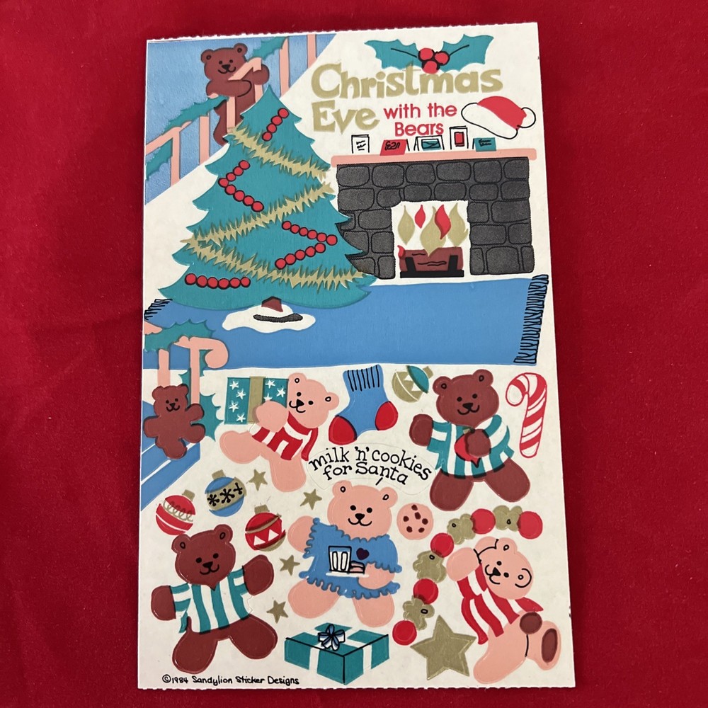 Vintage Sandylion Christmas Eve With The Bears Maxi Activity Sticker Sheet