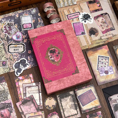 Vintage Scrapbooking Supplies Kit, 185pcs Junk Journal Kit with Scrapbook Paper