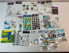 Mixed Lot of Scrapbooking Stickers, Open Packages, Partially Used, Many Brands