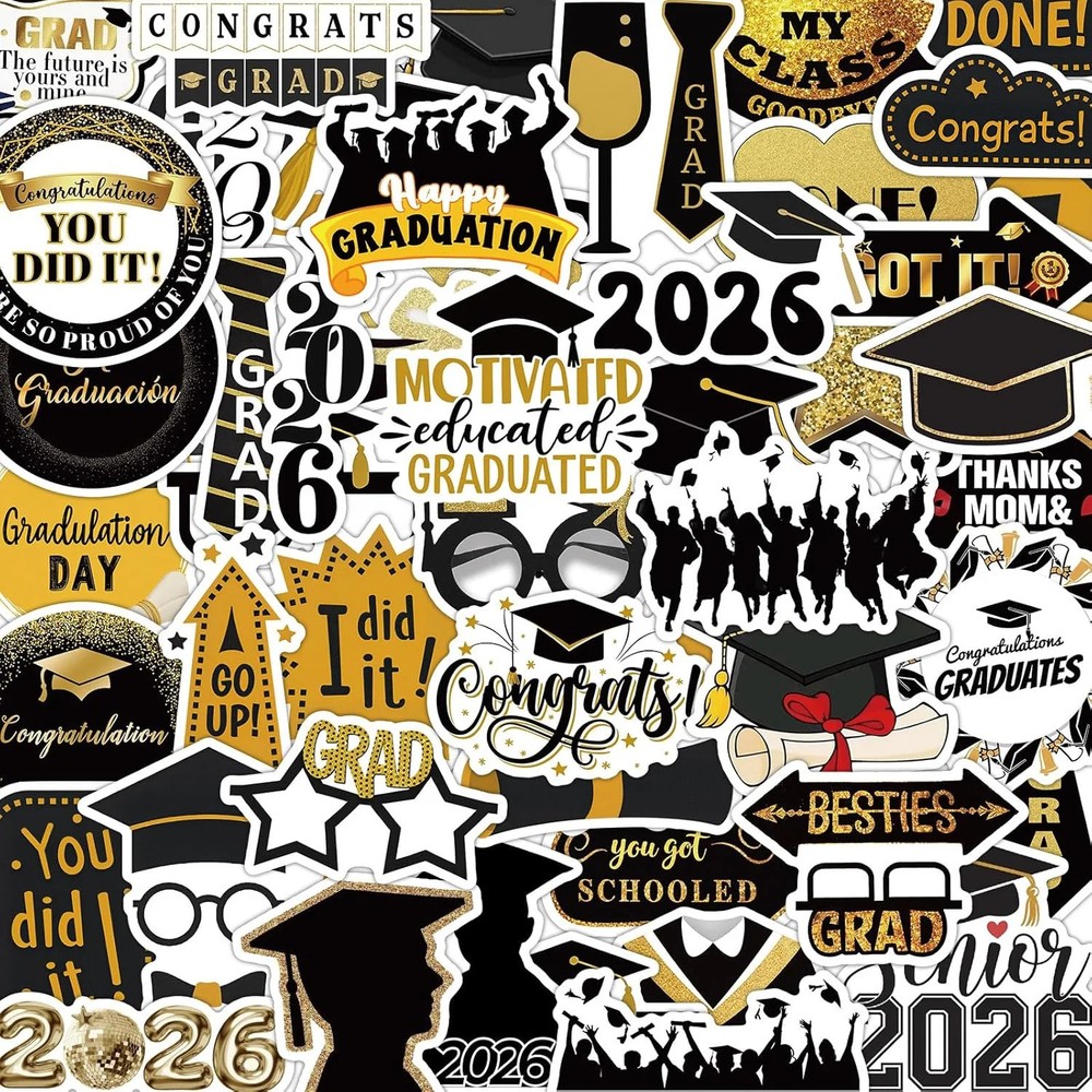 100Pcs Graduation Stickers 2026, College Class Graduation Decorations Stickers f