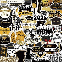 100Pcs Graduation Stickers 2026, College Class Graduation Decorations Stickers f