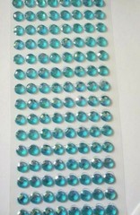 CraftbuddyUS 144 pcs x10mm(18 Stripes) Self Adh Faceted Round Gems,Color-AB BLUE