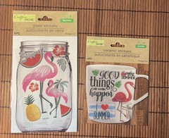 Crafter’s Square Summer Flamingo Glass & Ceramic Stickers – Lot of 2