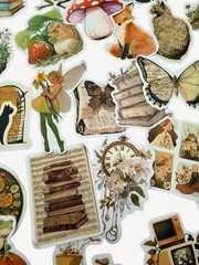 10 NEW Stickers Vintage Theme Cottagecore BOHO Scrapbooking Laptops Decal Bottle