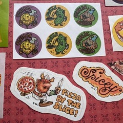 vintage 80s 90s + scratch & sniff PIZZA Stickers Sandylion Mark 1 Trend CTP Lot