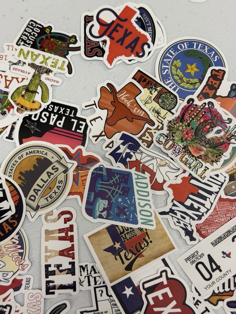 Texas Sticker Pack Various Designs and Sizes Cities And Humor