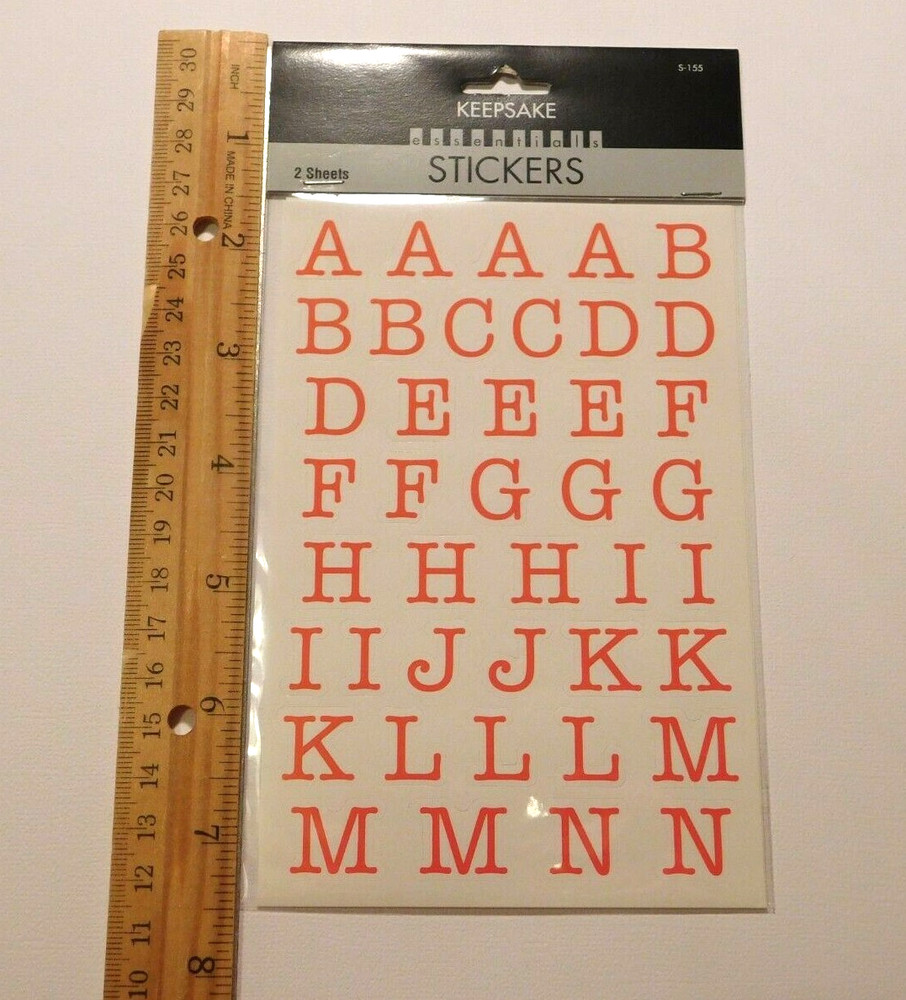 Keepsake Essentials Stickers Lot of 2 Sheets Package ~ABC Red Uppercase Letters~