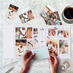 1DOT2 8.5×11 Scrapbook Photo Album 3 Ring Binder with 60 Pages Beige Fabric