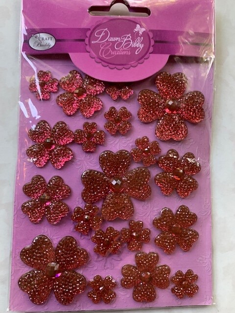 DAWN BIBBY 3D ADHESIVE GEMSTONE FLOWERS LAVENDER/PURPLE #A1 – 19PCS