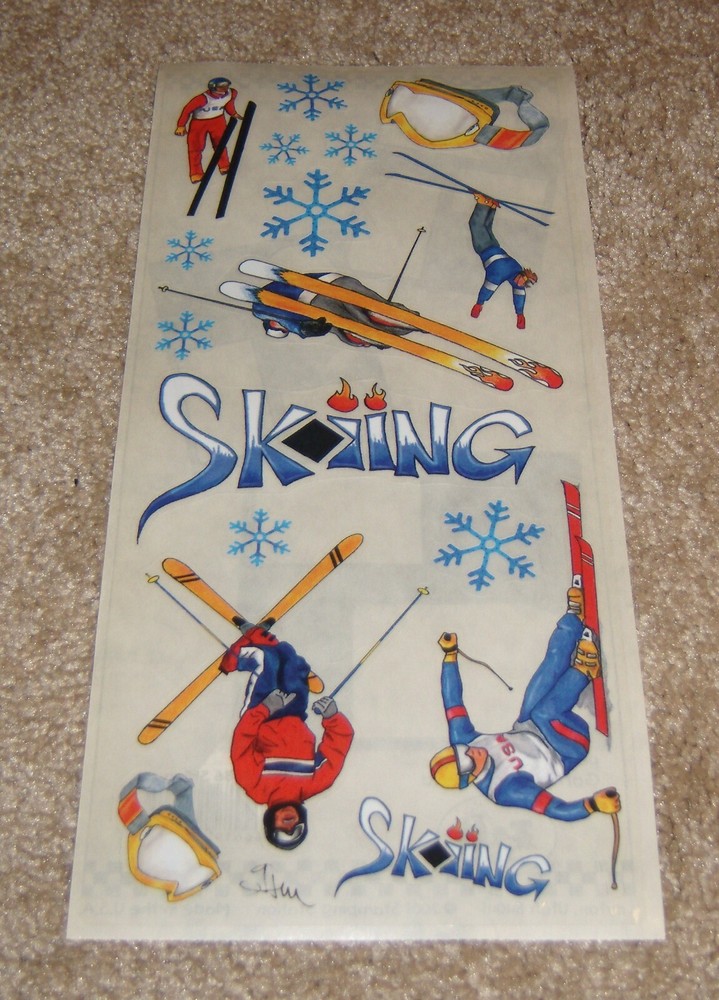 Stamping Station Clear Sticker Sheet ~ Snow Skiing.