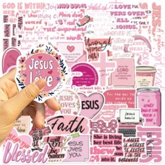 50Pcs Bible Verse Stickers Pink Christian Decals Motivational Sticker Pack, Posi