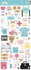 Doodlebug Icon Stickers Happy Healing Doctor’s Bag Pills Band Aids Tissue Bear