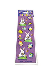 Paper Art Stickers Easter Rabbit Flowers Eggs Greeting Card Eileen Toohey NEW