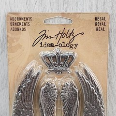 NEW Tim Holtz Idea-ology Craft Adornments 10 Metal Embellishments Crown Wing Cha
