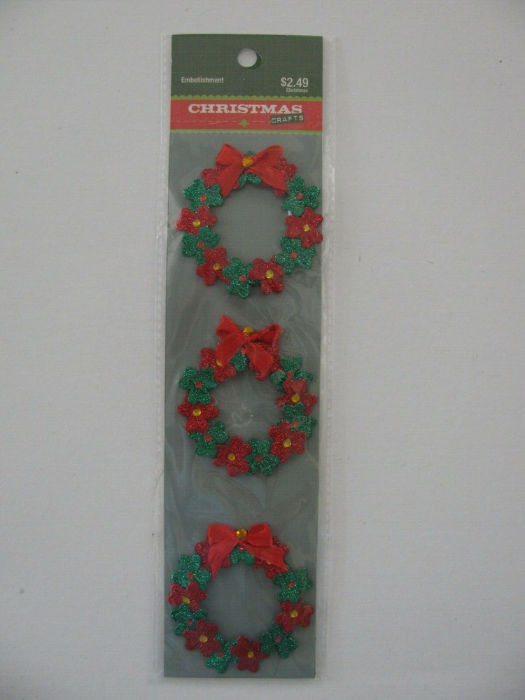 Hobby Lobby Christmas Crafts GLITTER WREATHS w/BOWS 3 Pieces NIP