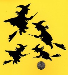 4 Witch Die Cuts – Silhouette – Black or Any Color, Scrapbooking, Greeting Cards