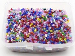 5000 Glass Tube Bugle Beads 2X2mm Transparent Color Choice + Storage Box