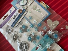 LOT OF BLUE & SILVER STICKERS & EMBELLISHMENTS – #362