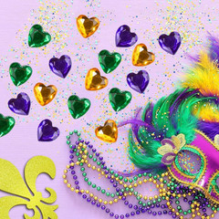 324 Pieces Mardi Gras Rhinestones Stickers for Crafts,Purple Green Gold Acrylic