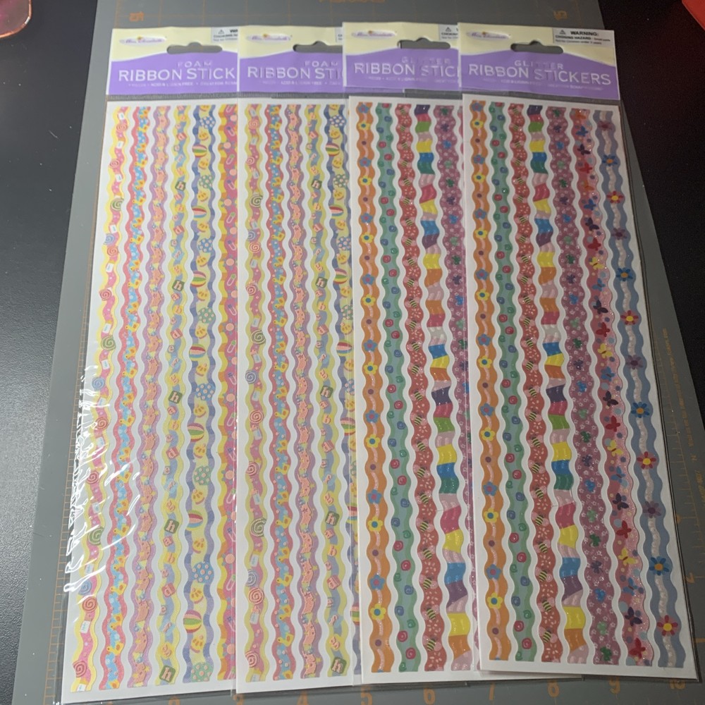 Miss Elizabeth’s- Glitter Ribbon Stickers 4 packages Card Making Crafts