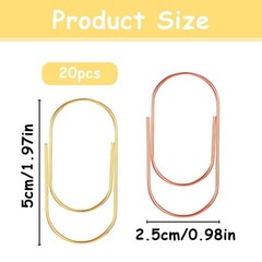 Jumbo Big Paper Clips, 20PCS 2Inch Oversized Jumbo Wide Planner Giant Paper C…