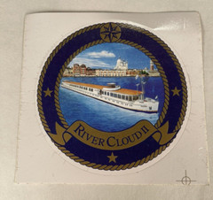River Cloud II 2 Round Vintage Stickers Transportation 3.5×3.5″ Boat Ship