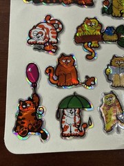 Vintage BJ Prism Cat Stickers Holographic Sheet Unused Cute Kittens 1980s Rare