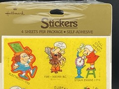 Vintage 1983 Hallmark Inventors Stickers 1 Package 4 Sheets NOS History Caveman