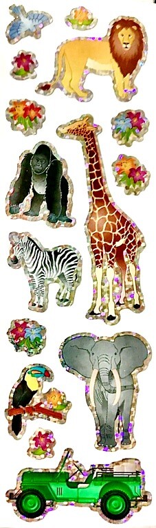 **RARE** GLITTERY JUNGLE SAFARI WILD ANIMALS Sandylion Stickers – 1 strip