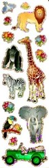 **RARE** GLITTERY JUNGLE SAFARI WILD ANIMALS Sandylion Stickers – 1 strip