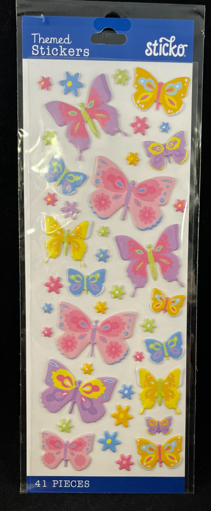 Sticko – Themed Stickers – Butterflies – Raised Stickers – 41 pcs