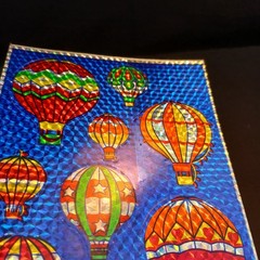 Vintage 80s Prismatic Stickers Razzle Dazzle Hot Air Balloons Hallmark 1 Sheet