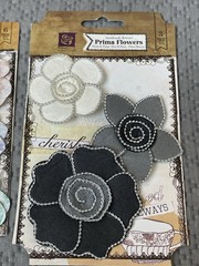 NEW Lot of 6 PRIMA MARKETING Handmade Flowers Time Traveler Black Green Orange A