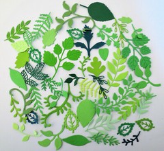 50 Assorted Green Foliage and Leaf Die Cut and Paper Punch Embellishments