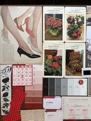 Junk journal 100+ Pieces Red Black Beige Ephemera bundle kit collage craft