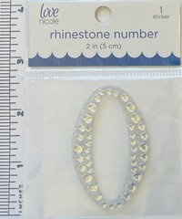 Number 0 Rhinestone Sticker 2″ Clear Silver Glitter Scrapbook Monogram Bling