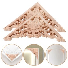 2Pcs Unpainted Wood Carving Applique Khaki for Elegant Furniture and Cabinet DIY