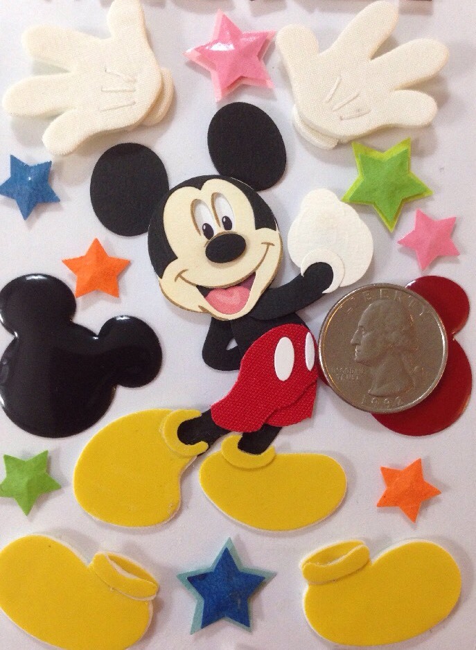 DISNEY,MICKEY MOUSE DIMENSIONAL STICKER(17pc) Jolee’s•Gloves•Disneyland•