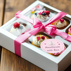 Pink Bakery Use Baked with Love Stickers, 1.5 Inch 500 PCS, Heart & Letter Print