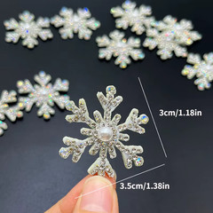 CraftbuddyUS 10pcs x40mm Glitter Rhinestone Snowflake patches, DIY(w/o Adhesive)