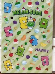 GAIA Melon Soda Float Sticker Selection Animal Bear Drink Fruits MADE IN JAPAN
