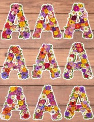 Floral Letter A Die Cut Vinyl Stickers Set Scrapbooking Laptop Waterbottle