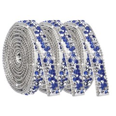 3Rolls Self Adhesive Resin Rhinestone Strips, Diamond Bling for Crafts, Blue