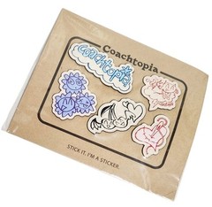Coachtopia Sticker Set in Leather 5 Piece Cloud Multi Adhesive New in Package