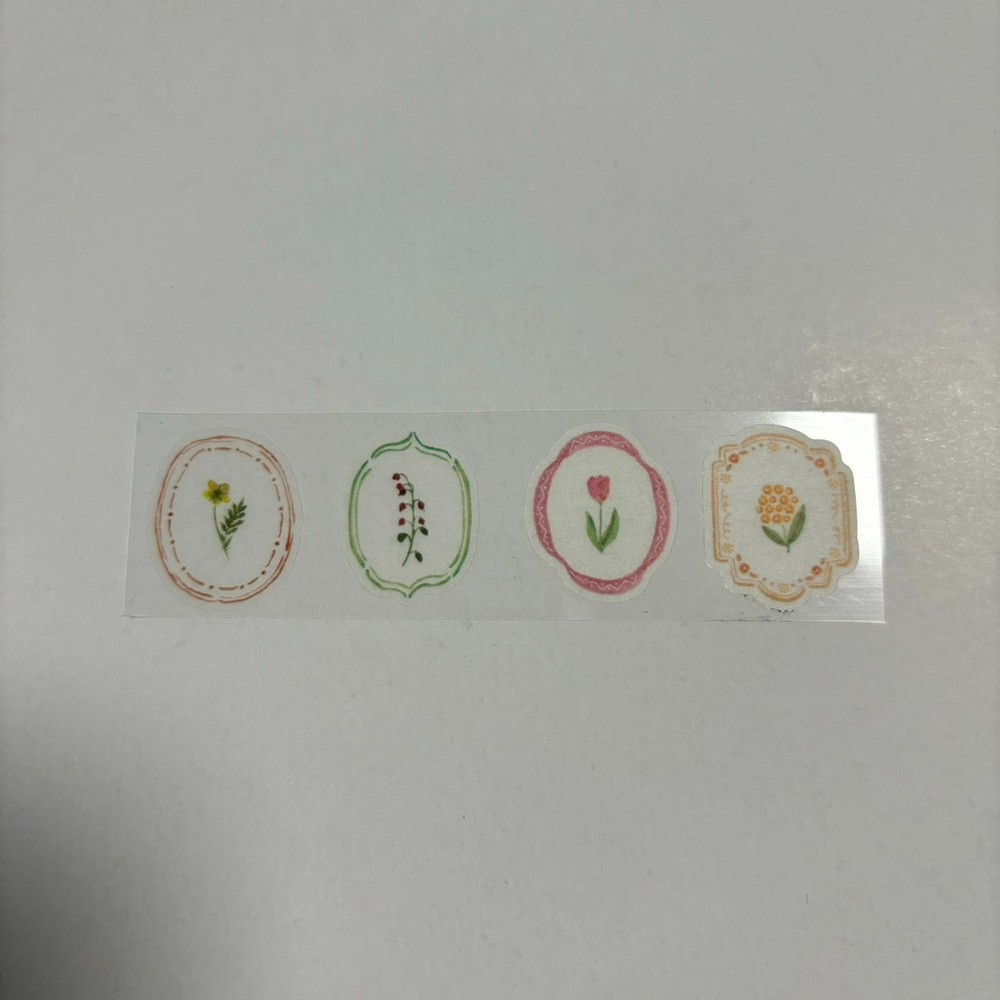 Cute Retro Flower Stickers 4 Pieces Kawaii Japanese Garden Tulip Frame Deco