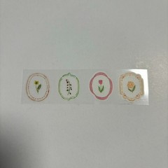 Cute Retro Flower Stickers 4 Pieces Kawaii Japanese Garden Tulip Frame Deco