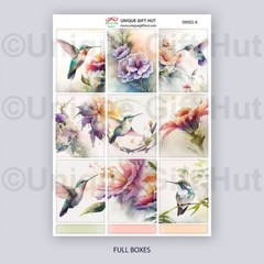 Planner Sticker Kit Watercolor HummingBird Sticker for standard weekly planner