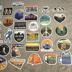 Set of 49 Vacation & Travel Stickers Lot for Outdoor Adventure Hiking Camping