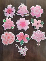STICKERS x 10 Flowers Pink Cherry Blossom Orchid Tree Sticker CHE2